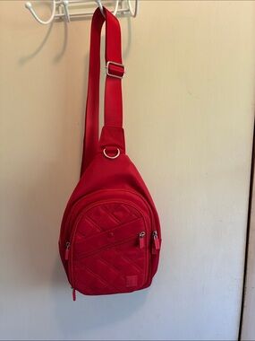 Red Mini Sling Bag - Quilted Crossbody for Women